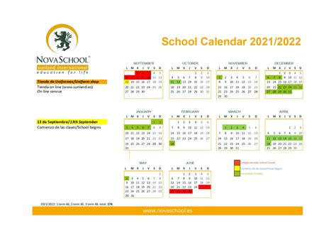 School Calendar 2021 2022 Novaschool Sunland International