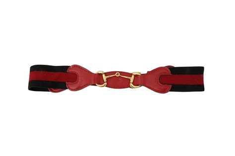 Lot 23 Gucci Red Horsebit Web Belt Size 71