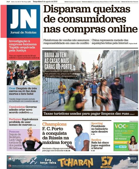 Las noticias de las que no hablan los principales canales internacionales. Capa Jornal de Notícias - 6 agosto 2019 - capasjornais.pt