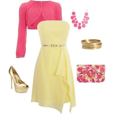 Yellow And Pink Set Fashion Elegant Style Women Clothes Design