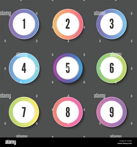 Set Of Round Color Numeric Badges Or Buttons For Websites Design Stock