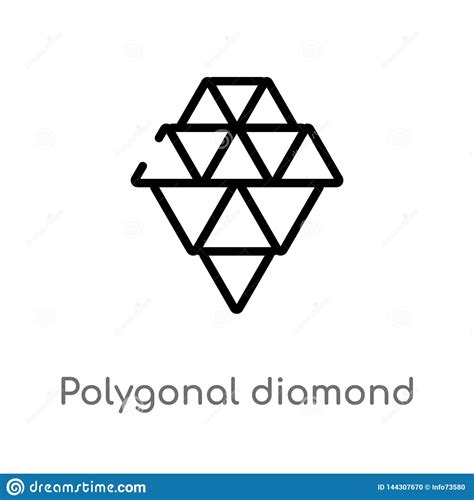 Outline Polygonal Diamond Shape Of Small Triangles Vector Icon
