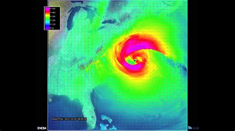 Lifecycle Of Hurricane Sandy Simulation 4 Wind Speeds Youtube