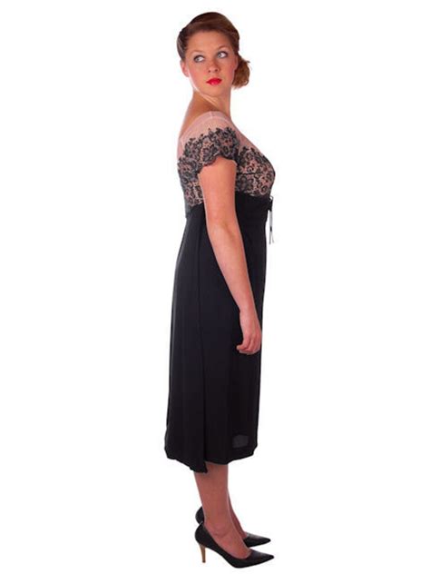 1950s Wiggle Dress With Train Vintage Hobble Dress Black And Etsy