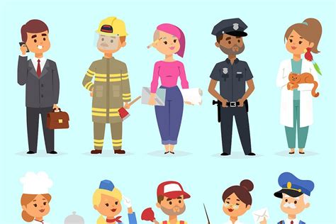 People different professions vector | Professions, Character illustration, Vector illustration