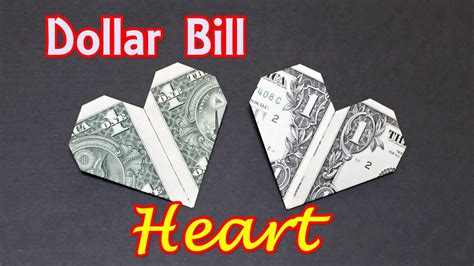 Easy Origami Money With One Bill Dollar Bill Origami Heart Paper Craft
