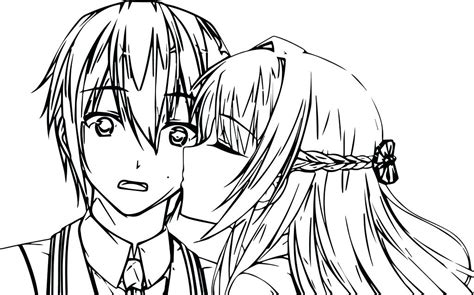 Anime Kissing Coloring Pages At Free Printable