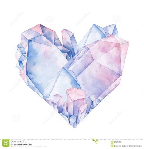 Watercolor Crystal Heart Stock Illustration Illustration Of Heart