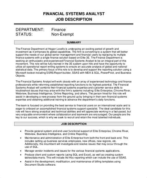 What is a financial analyst? FREE 9+ Sample Systems Analyst Job Descriptions in PDF