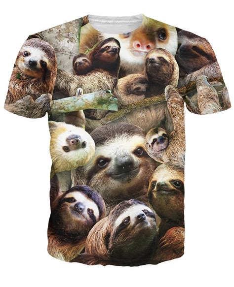 Fashion Sloth Collage T Shirt Funny Cute Animal Sloths T Shirt Women