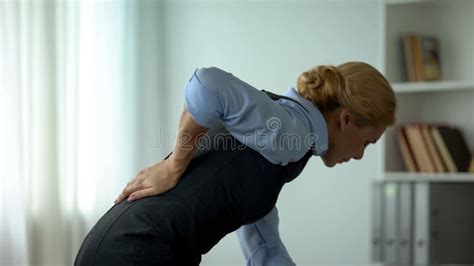 Business Lady Feeling Lower Back Pain Nerve Inflammation Sedentary