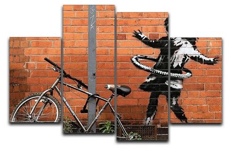 Banksy Hula Hoop Girl 4 Split Panel Canvas Canvas Art Rocks