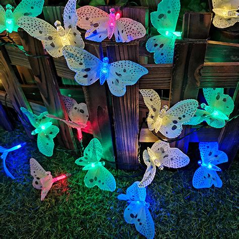 Led Solar Powered Butterfly Fiber Fairy String Lights Etsy