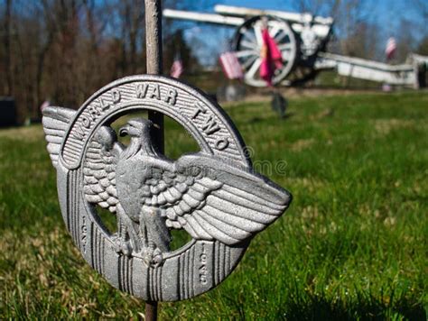 A Ww2 Veteran Marker Medallions In A Cemetery Editorial Photography