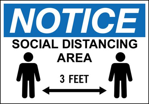 Safety Sign Notice Social Distancing Area 3 Feet 7 X 10 Adhesive