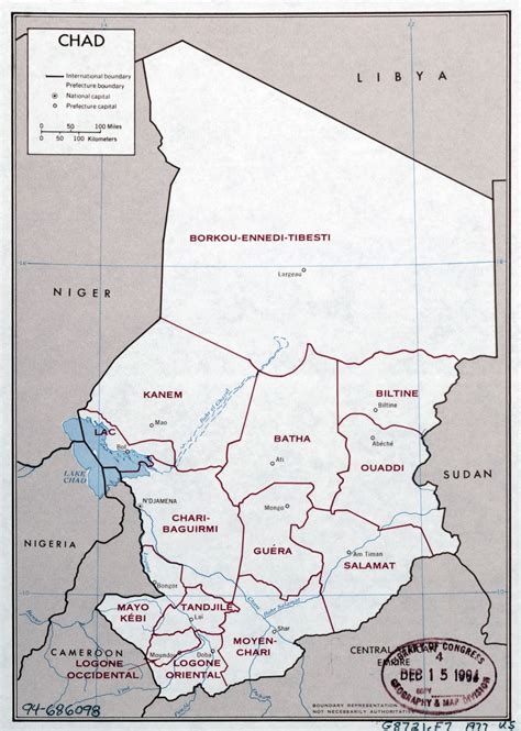 Large Detailed Political And Administrative Map Of Chad 1977 Chad
