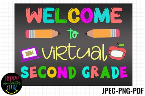 Chalkboard Welcome Virtual Second Grade Grafica Di Happy Printables