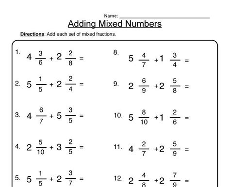 15 Adding Mixed Fractions Worksheets 2 Esl Worksheets Kids