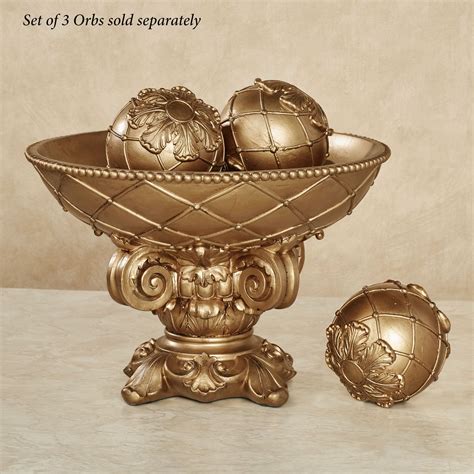 Corinthia Aged Gold Classical Style Centerpiece Bowl Or Orbs