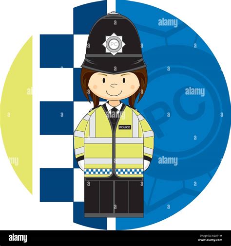 Cute Cartoon British Policeman Vector Illustration Stock Vector Image