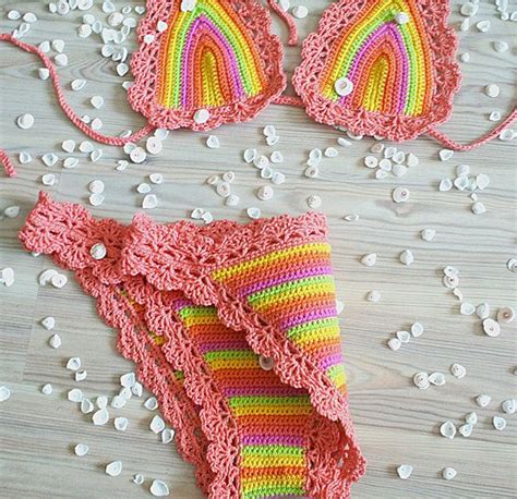 crochet bikini colourful pattern crochet bikini top crochet my xxx hot girl