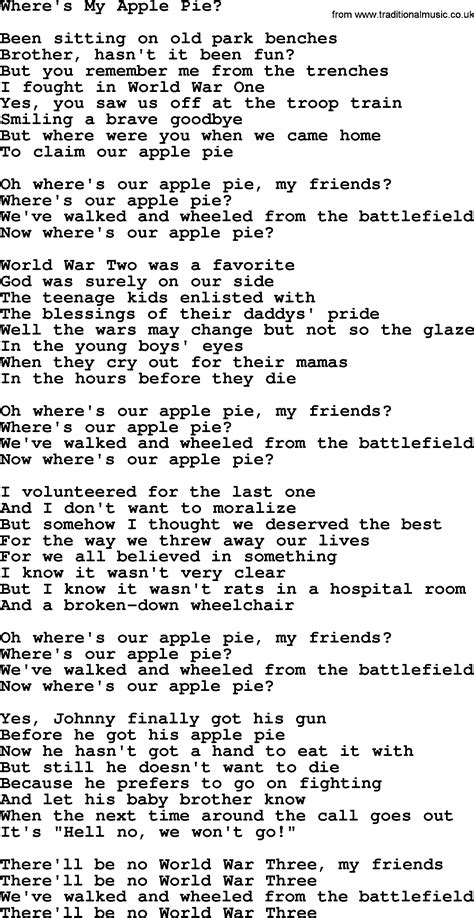 Joan Baez Song Wheres My Apple Pie Lyrics
