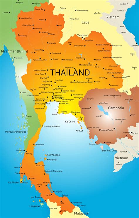 Thailand Major Cities Map