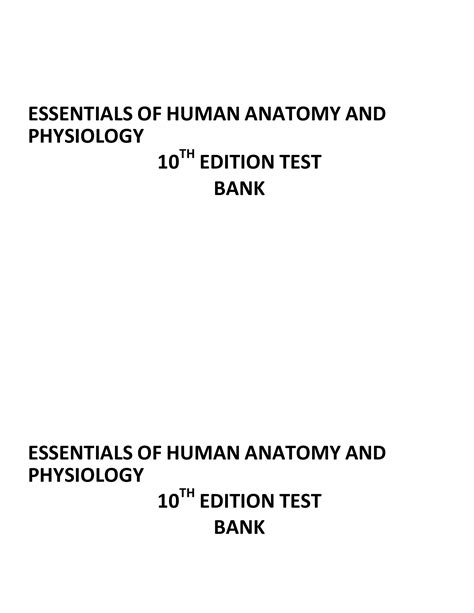 Test Bank Essentials Of Human Anatomy And Physiology 10th Edition
