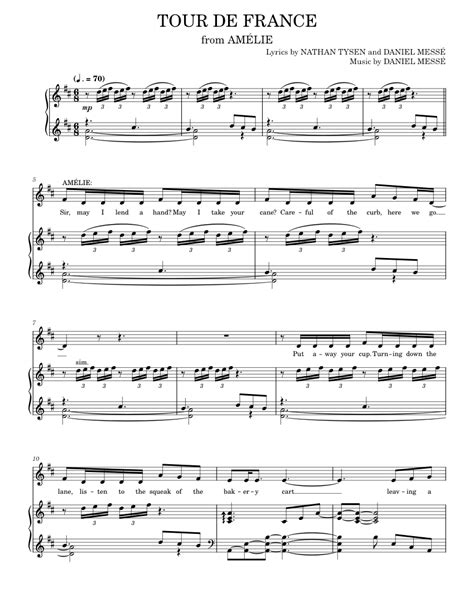 tour de france from amélie the musical sheet music for piano vocals by nathan tysen and daniel