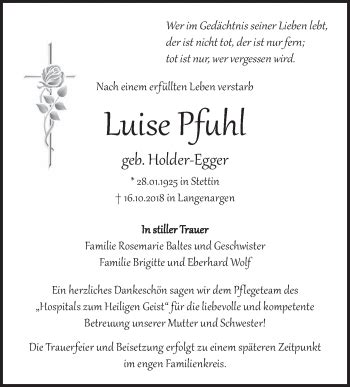Traueranzeigen Von Luise Pfuhl Schwaebische De Trauerportal My Xxx