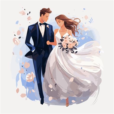Premium Vector Wedding Couple Vector Illustration