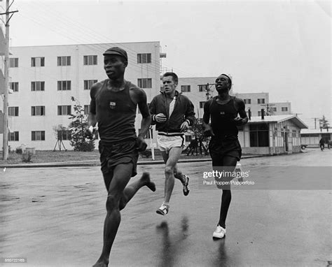 Ethiopian Marathon Runner Abebe Bikila Running Barefoot During News
