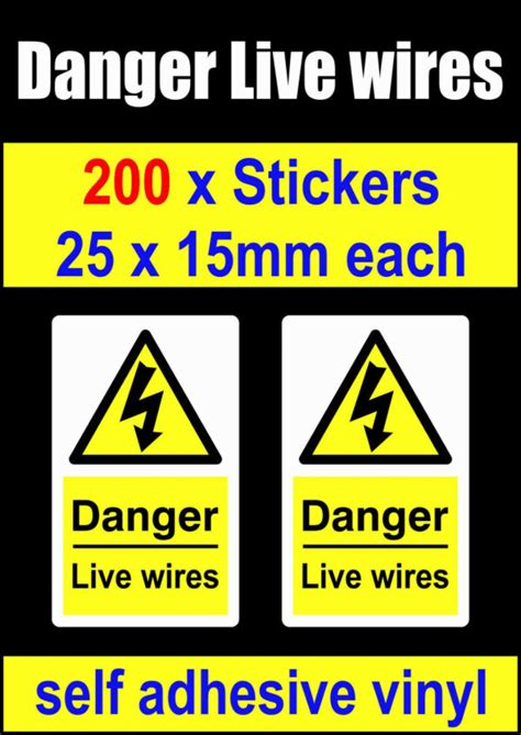 Danger Live Wires Safety Stickers Mains Volts Electrical Warning