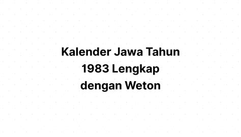 Kalender Jawa Tahun 1983 Lengkap Dengan Weton Kalenderize