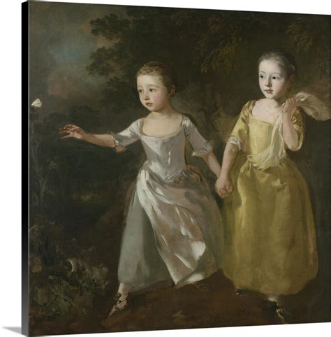 The Painters Daughters Chasing A Butterfly C 1756 Wall Art Canvas
