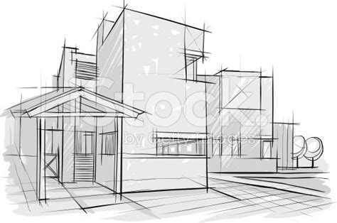 Vector Architecture Drawing Sketch Style Bocetos Arquitectura