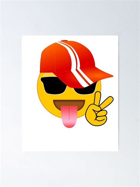 Cool Emoji Peace Sign Baseball Cap Poster By Customshirtgirl Redbubble