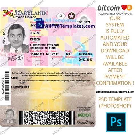 Maryland Driver License Template All Psd Templates