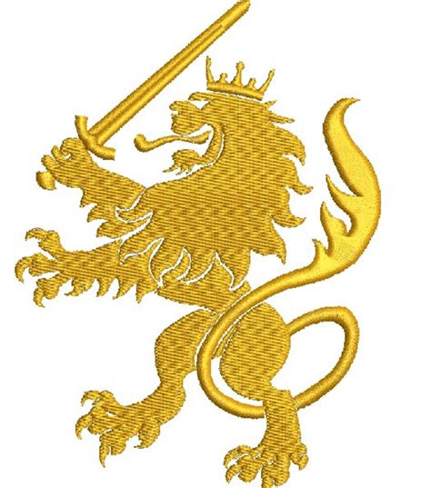 Heraldic Lion Vintage Royal Lion Machine Embroidery Design Etsy