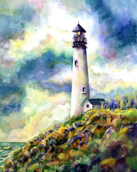 Yaquina Head Lighthouse By Ann Nicholson In 2019 Lighthouse Painting