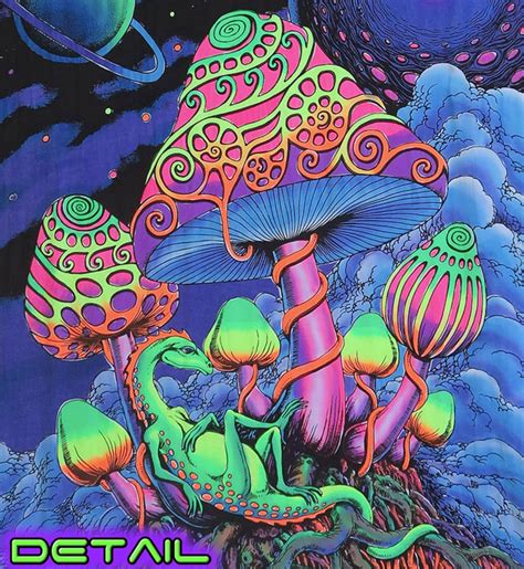 Trippy Wall Art Cosmic Shrooms Psychedelic Tapestry Etsy