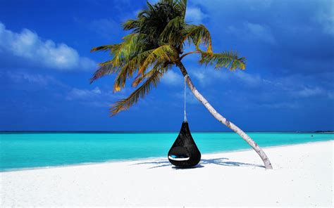 Download Wallpaper 3840x2400 Maldives Palm Beach Relax