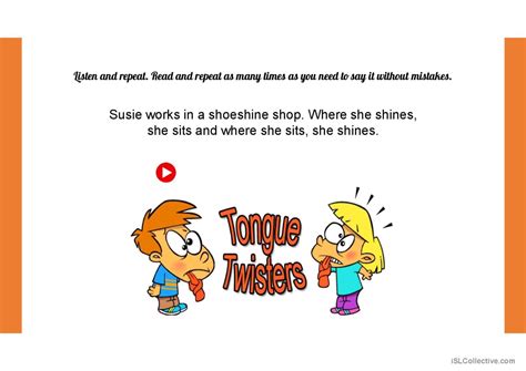 Tongue Twisters Ssh English Esl Powerpoints