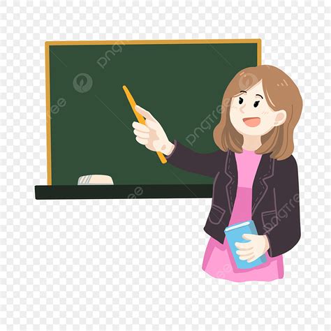 Teacher In Class Png Image Cartoon Girl Teacher In Class Book