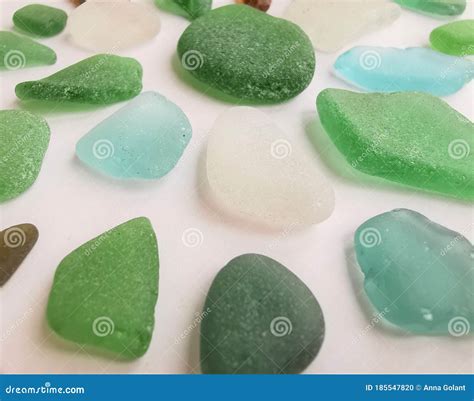 Sea Glass Close Up Photo Small Pieces Of Sea Glass Shards Polished By The Sea Waves Stock