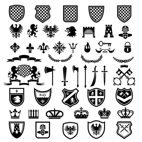 Premium Vector Medieval Badges Heraldic Emblems Collection With