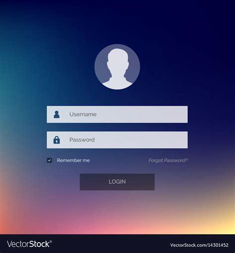 Modern Login Form Interface Design With Username Vector Image Daftsex Hd