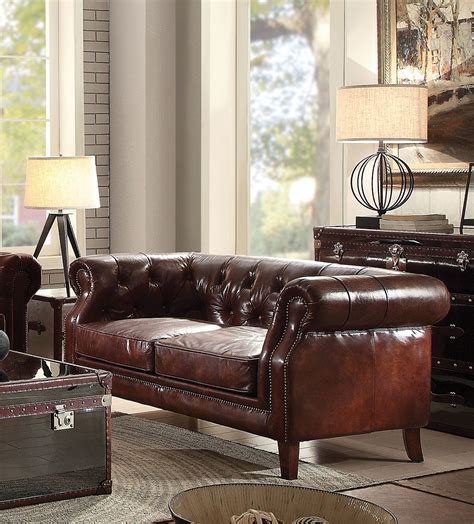 53626 Aberdeen Vintage Dark Brown Leather Loveseat Luchy Amor Furniture