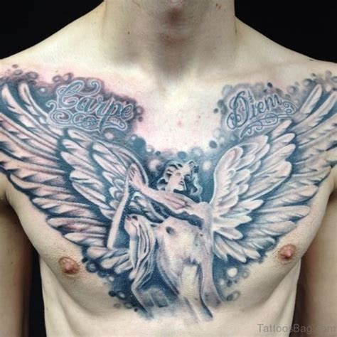 86 Graceful Angel Tattoos For Chest