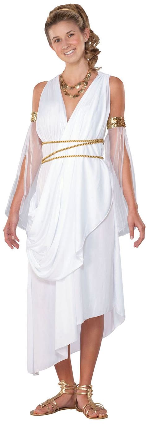 seasons halloween greek goddess toga 3pc women costume white gold medium 8 10 vestuário